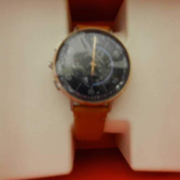 Fossil Hybrid Smartwatch blue face brown leather band Women NO Charger NEW NIB main image 4